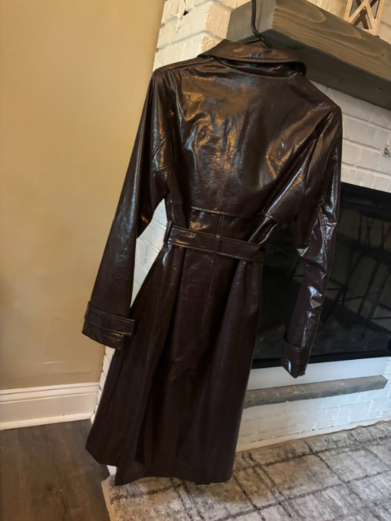 Nwt Windsor Statement Season Brown Faux Leather Trench Coat Size Small — image 3 of 3